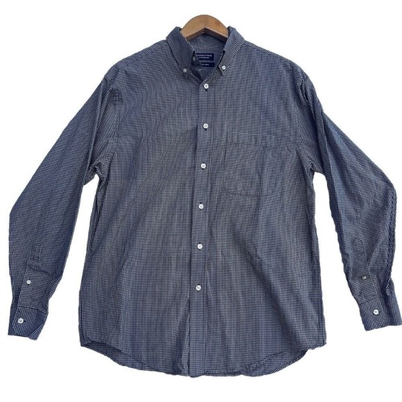 Roundtree & Yorke 80s Two‎ Ply Fabric Men's M Button Down Gingham Pockets Cotton - Picture 1 of 11